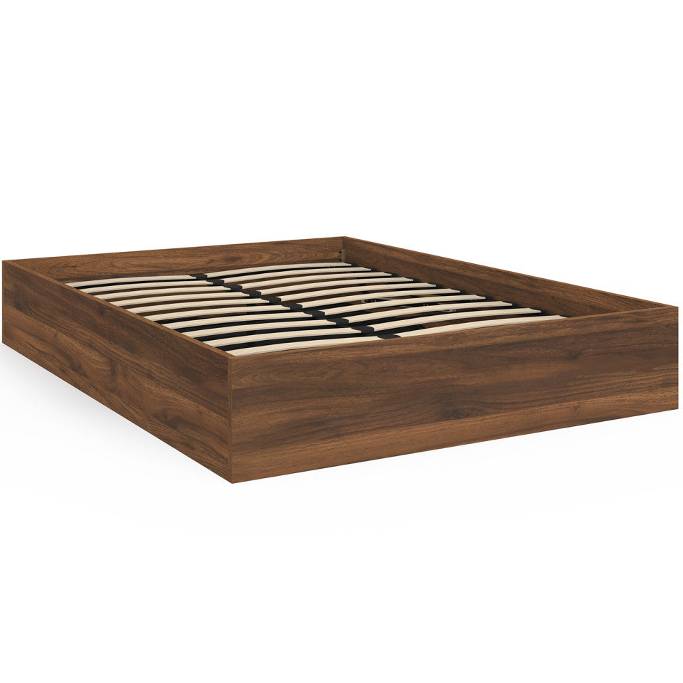 Lit coffre Malta 140x190cm effet bois noyer