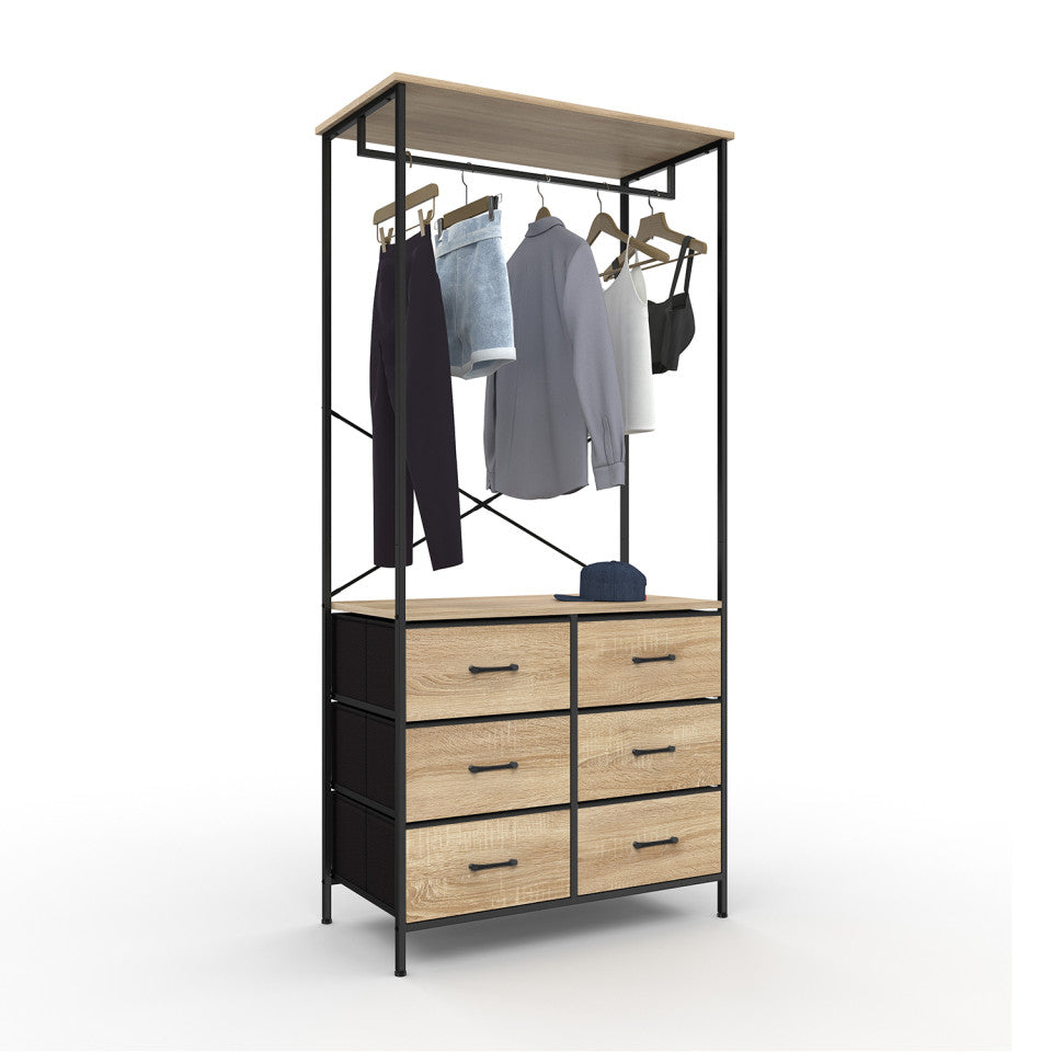 Dressing Iris penderie et 6 tiroirs