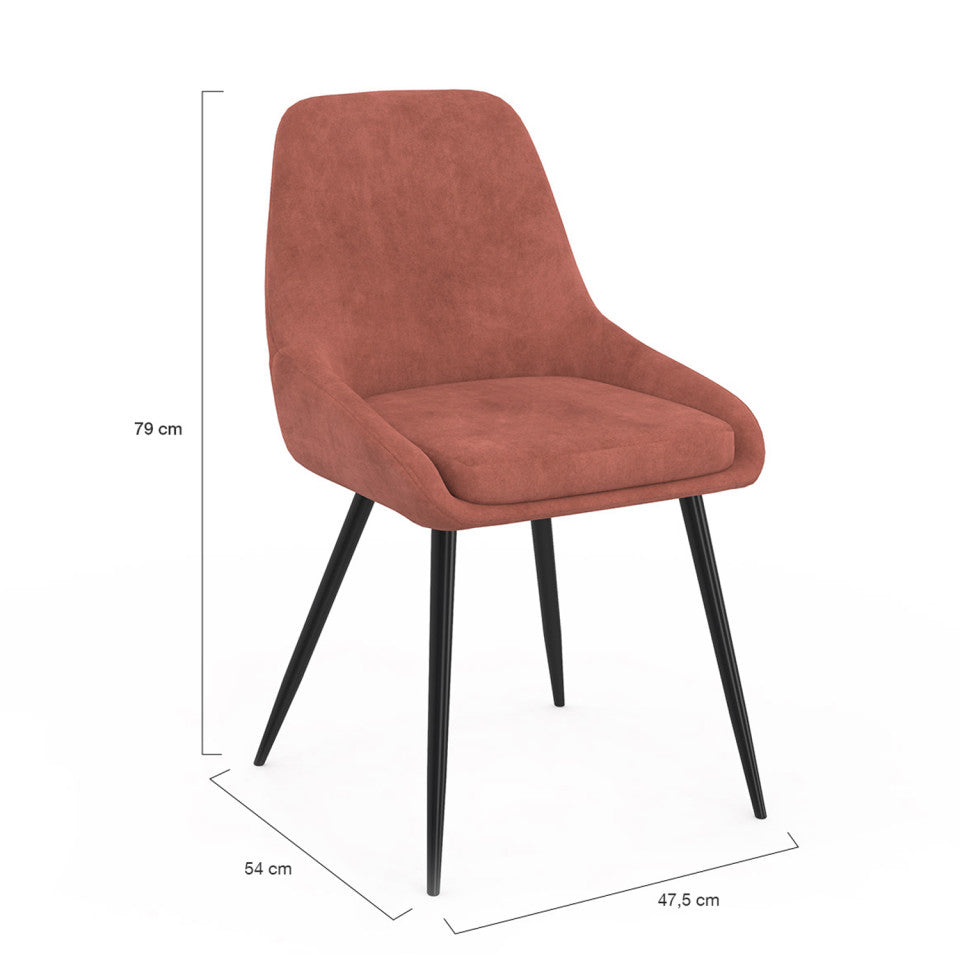 Chaises Olivia assise terracotta pieds métal - lot de 2