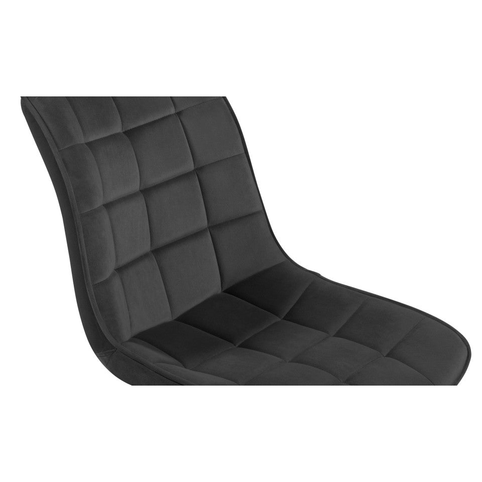 Chaises Melinda en velours matelassé gris foncé et pieds dorés - lot de 4