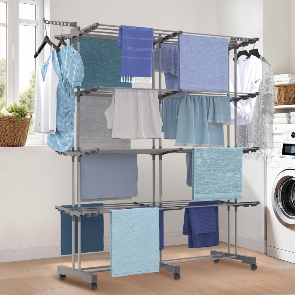 Séchoir extensible pliable 4 niveaux - 50m d'étendage