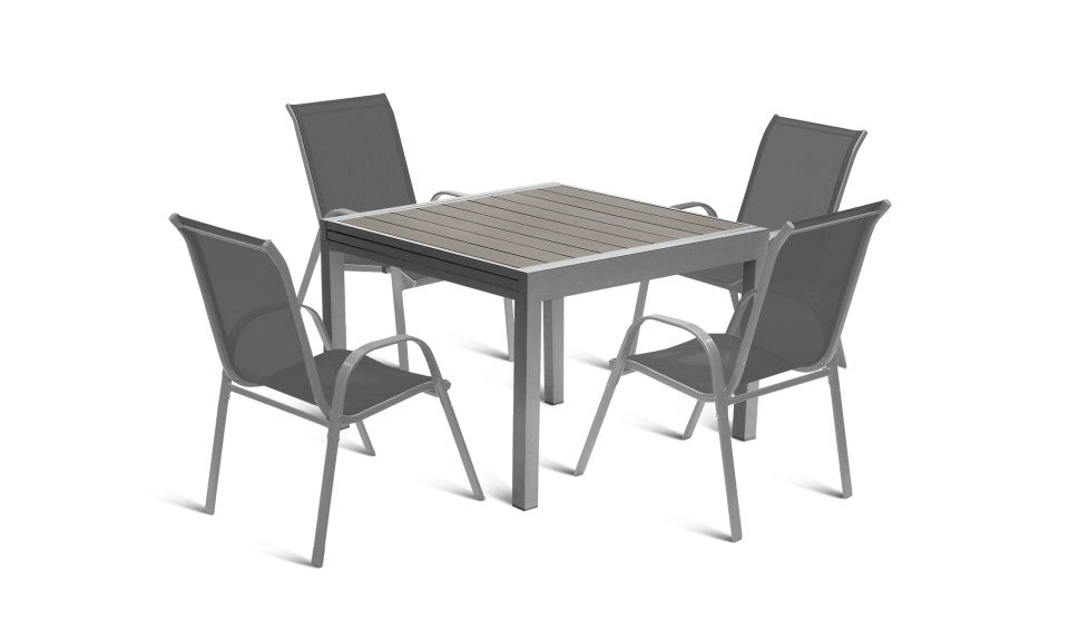 Table de jardin extensible en polywood 135-270cm gris anthracite