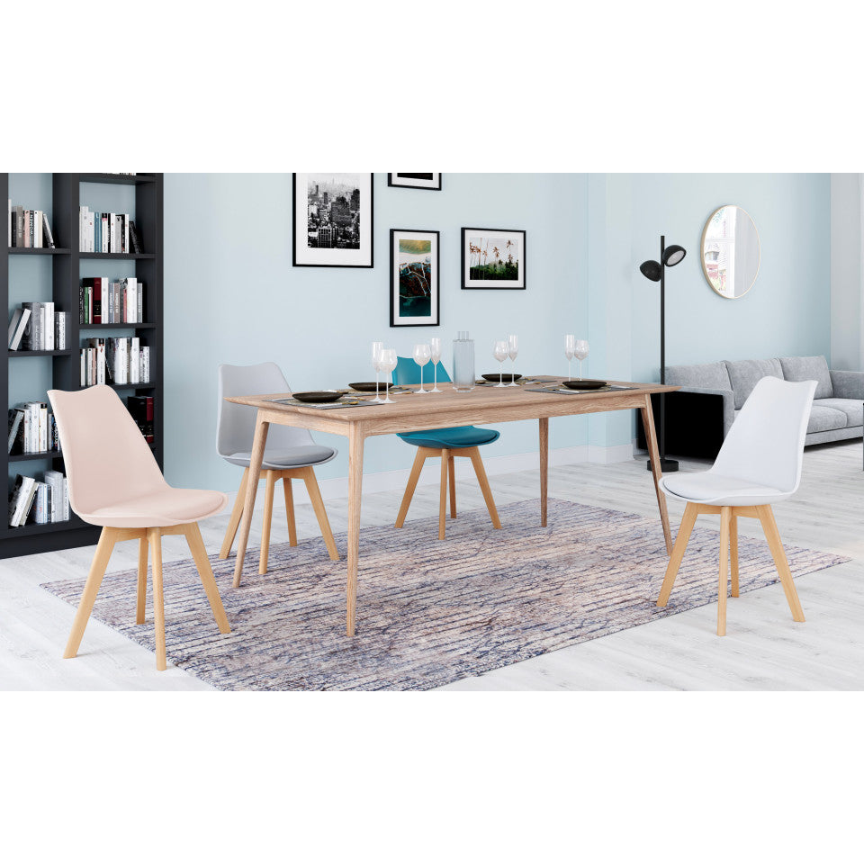 Chaises Nordia assise mix de couleurs : 1x blanc, 1x gris clair, 1x bleu pastel et 1x rose - lot de 4