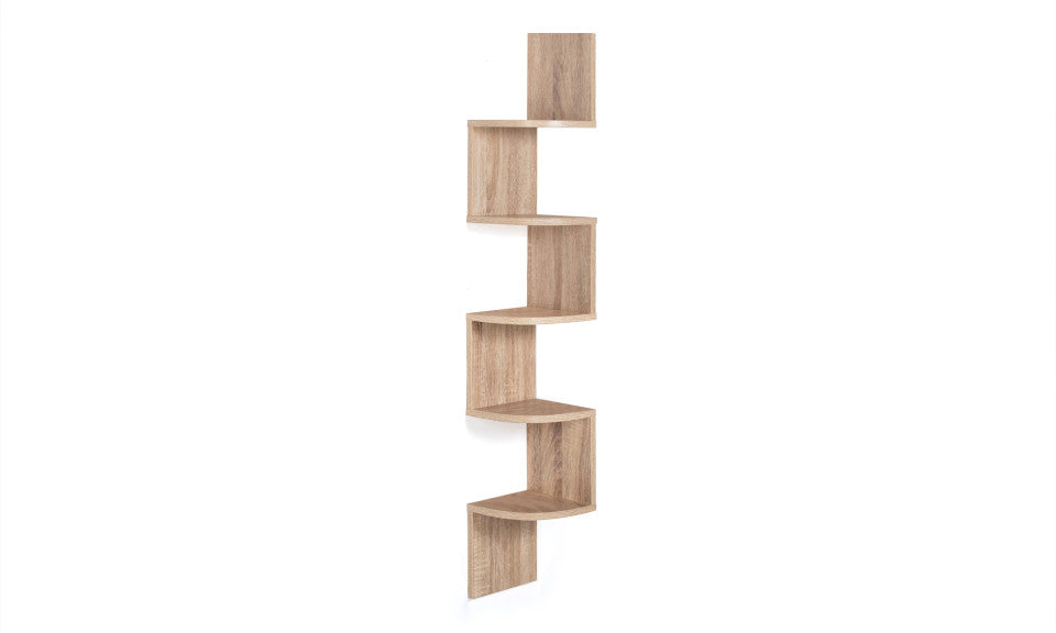 Etagère murale d'angle avec niches Hêtre 120cm