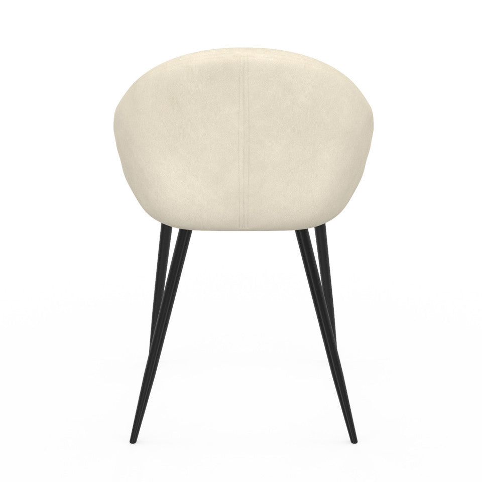 Chaises Dory en velours crème et pieds métal noirs - lot de 2