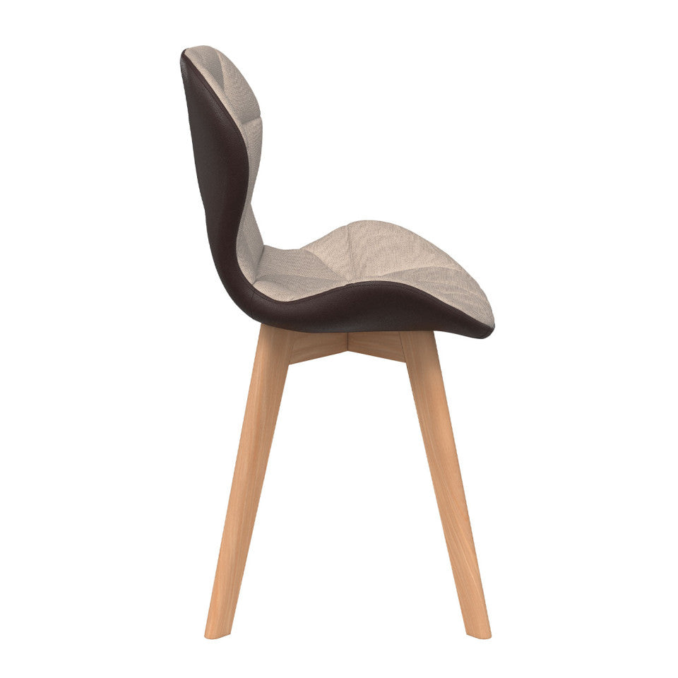 Chaises Gladys en tissu taupe et pieds bois - lot de 4