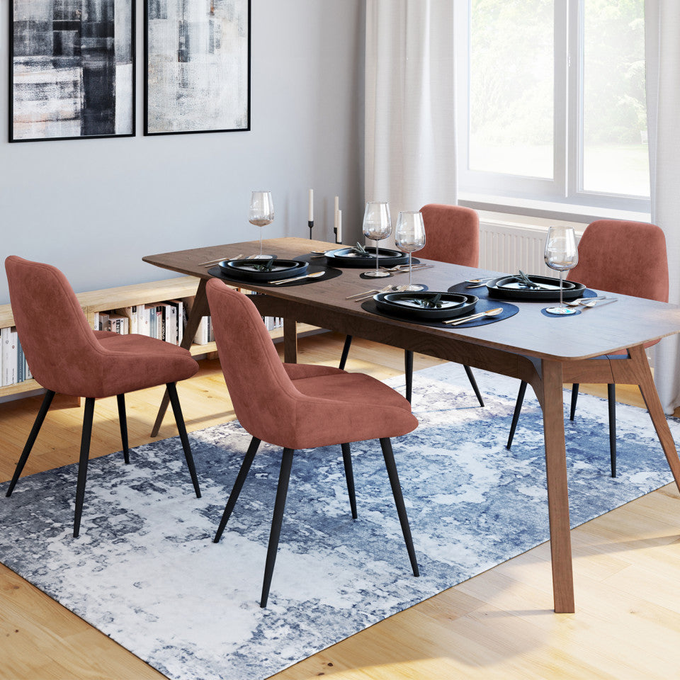 Chaises Olivia assise terracotta pieds métal - lot de 4