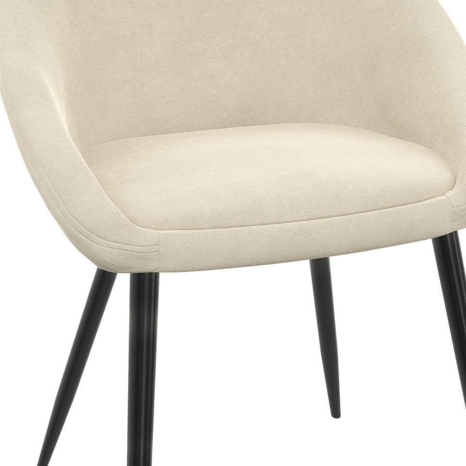 Chaises Dory en velours crème et pieds métal noirs - lot de 4