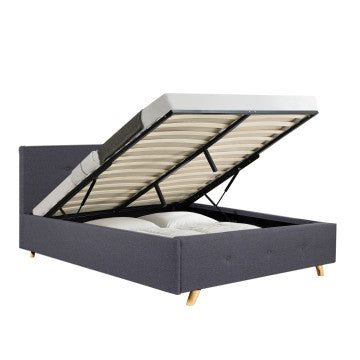 Lit coffre Mala 160x200cm tissu gris