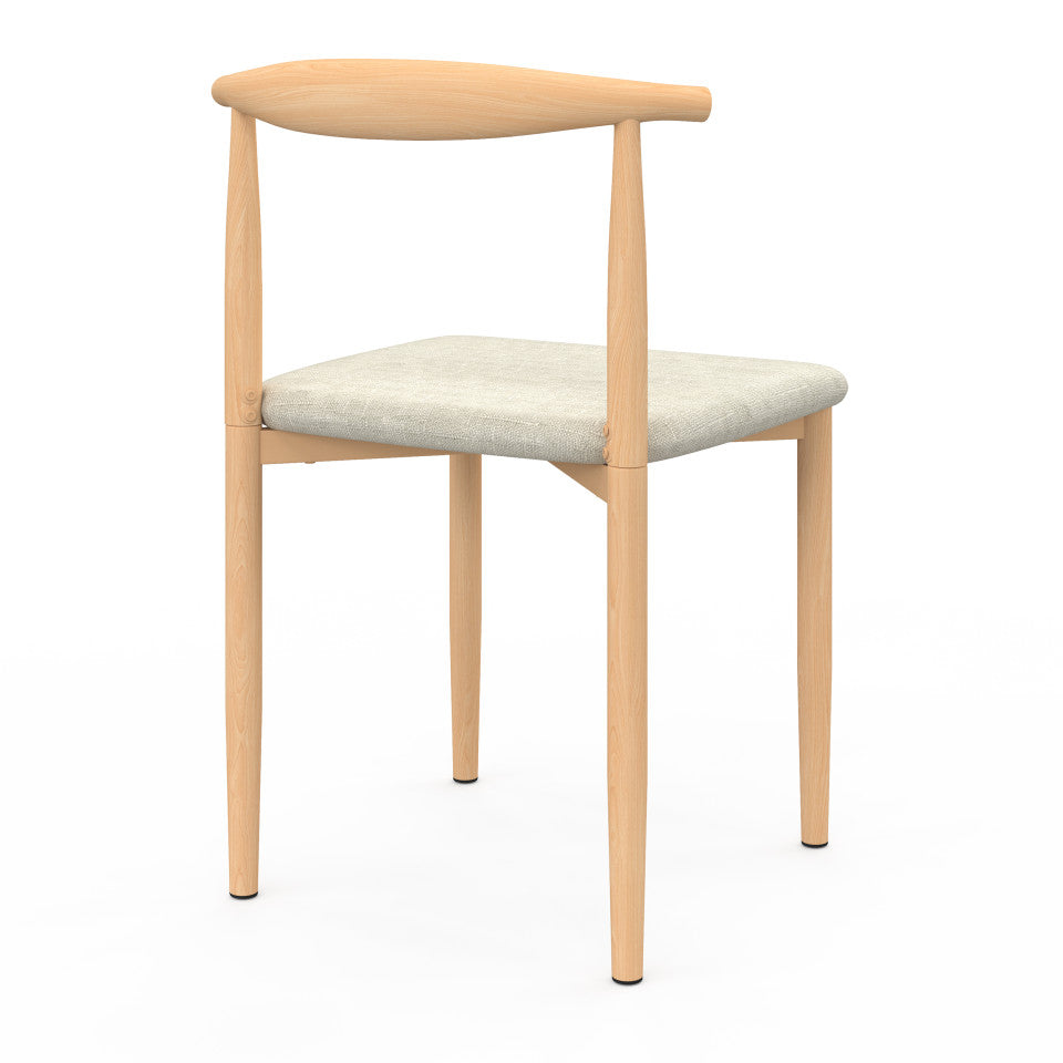 Chaises Adam assise beige et dossier effet bois - lot de 6