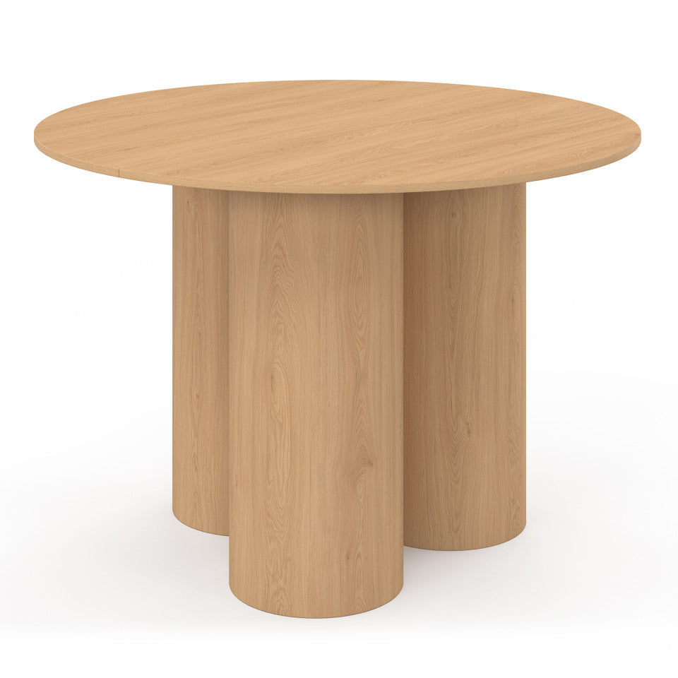 Table à manger ronde Olympia bois pieds pylône Ø110cm