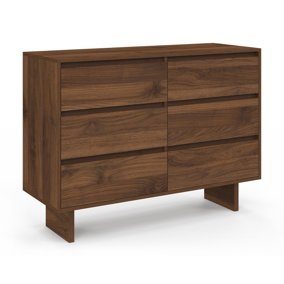 Commode Yumi 6 tiroirs en bois effet noyer