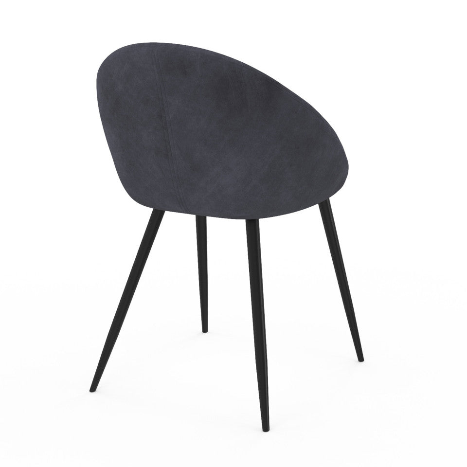 Chaises Dory en velours gris et pieds métal noirs - lot de 4