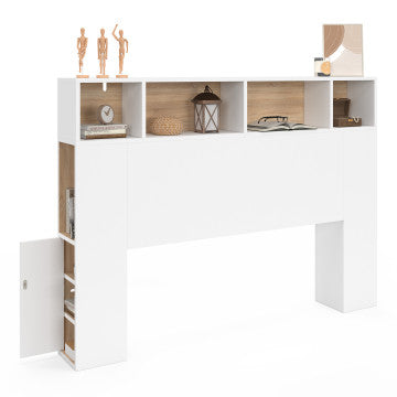 Tête de lit Léo bois et blanche avec rangements 145cm