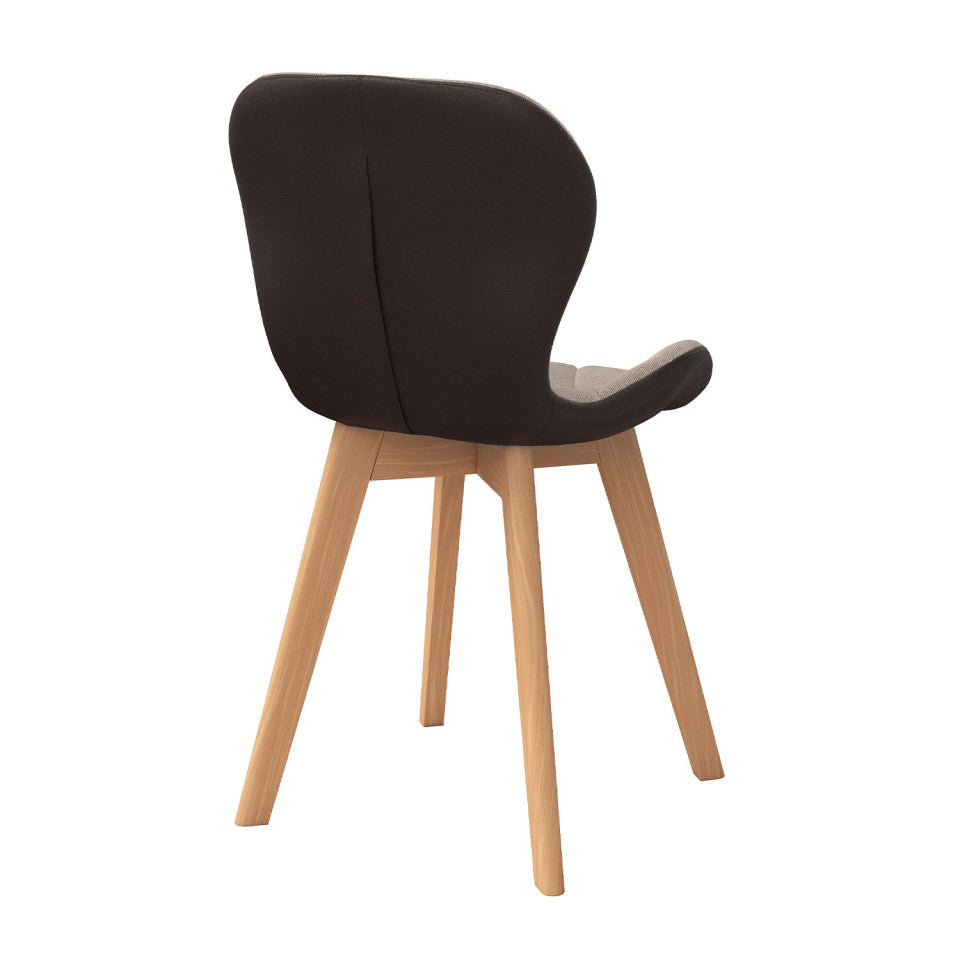 Chaises Gladys en tissu taupe et pieds bois - lot de 4