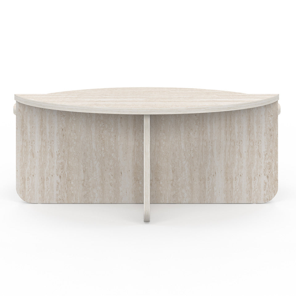 Tables basses rondes asymétriques effet travertin