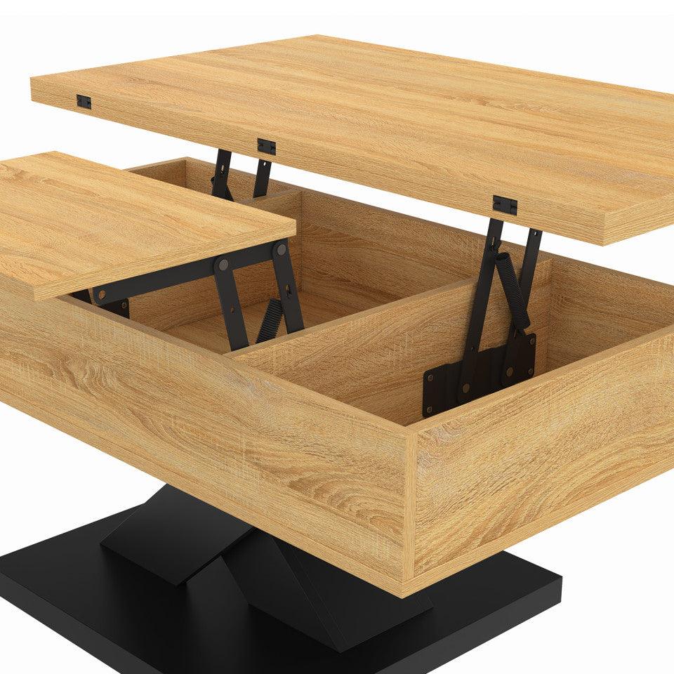 Table basse Alexia avec plateau relevable et dépliant