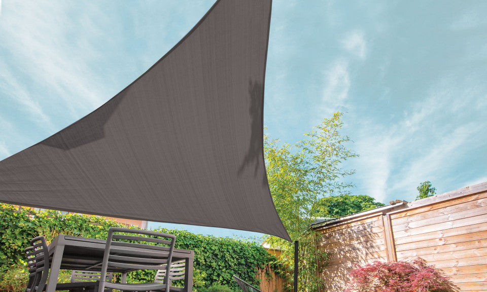 Voile d'ombrage triangulaire gris 5x5x5m