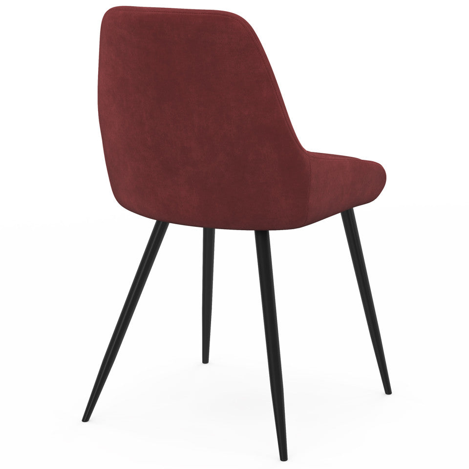 Chaises Olivia velours bordeaux pieds métal noirs - lot de 6