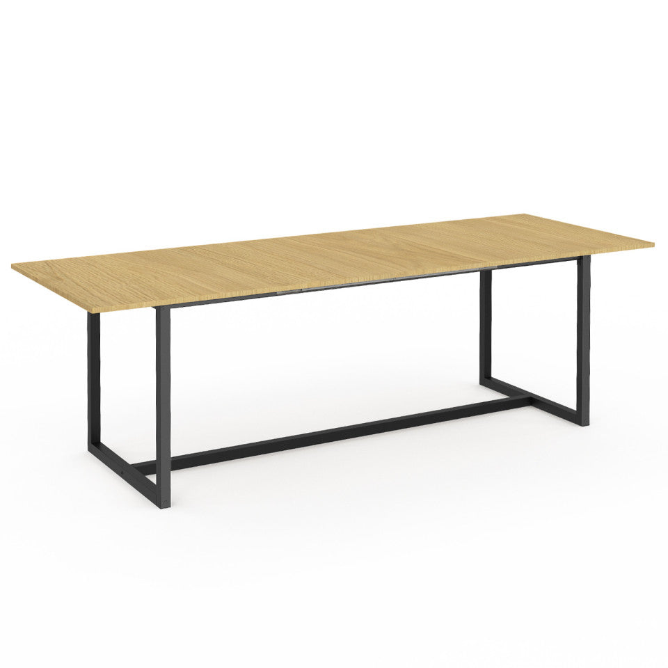 Table repas extensible Memphis 200-250cm plateau bois et pieds noirs