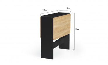 Table repas console pliable plateau naturel et pieds noirs Edi
