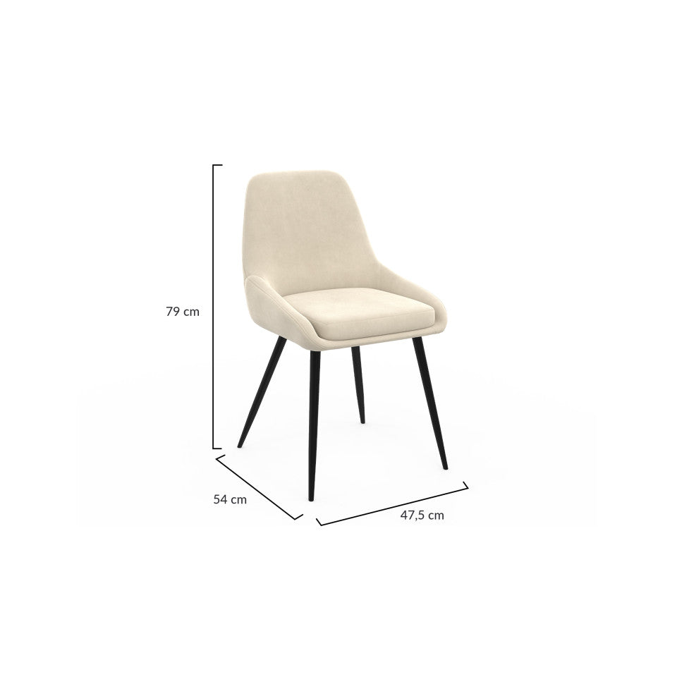 Chaises Olivia assise crème pieds métal - lot de 2