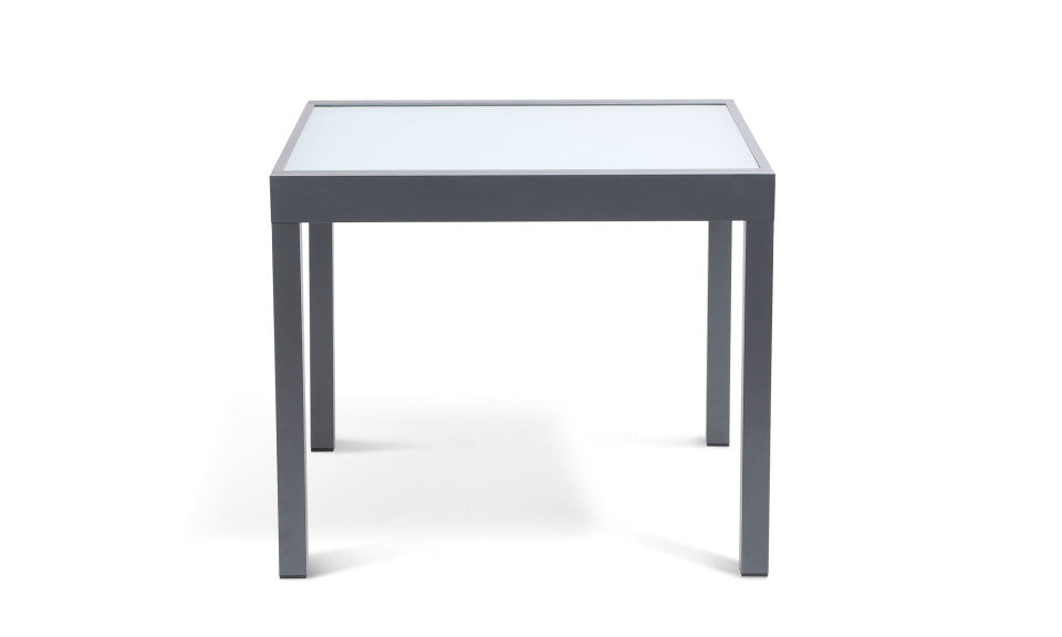 Table de jardin extensible en verre trempé gris foncé 135-270cm