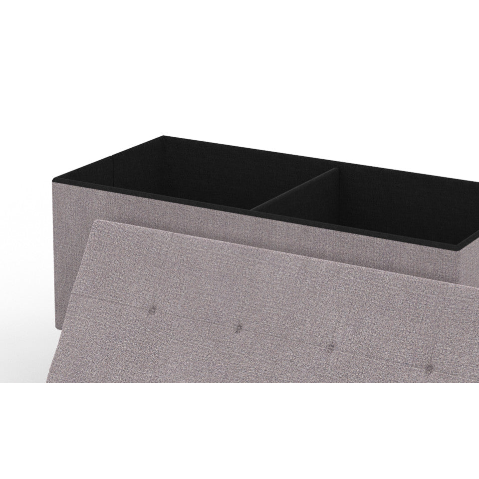 Banc coffre avec pieds noirs Loan en tissu gris 76cm
