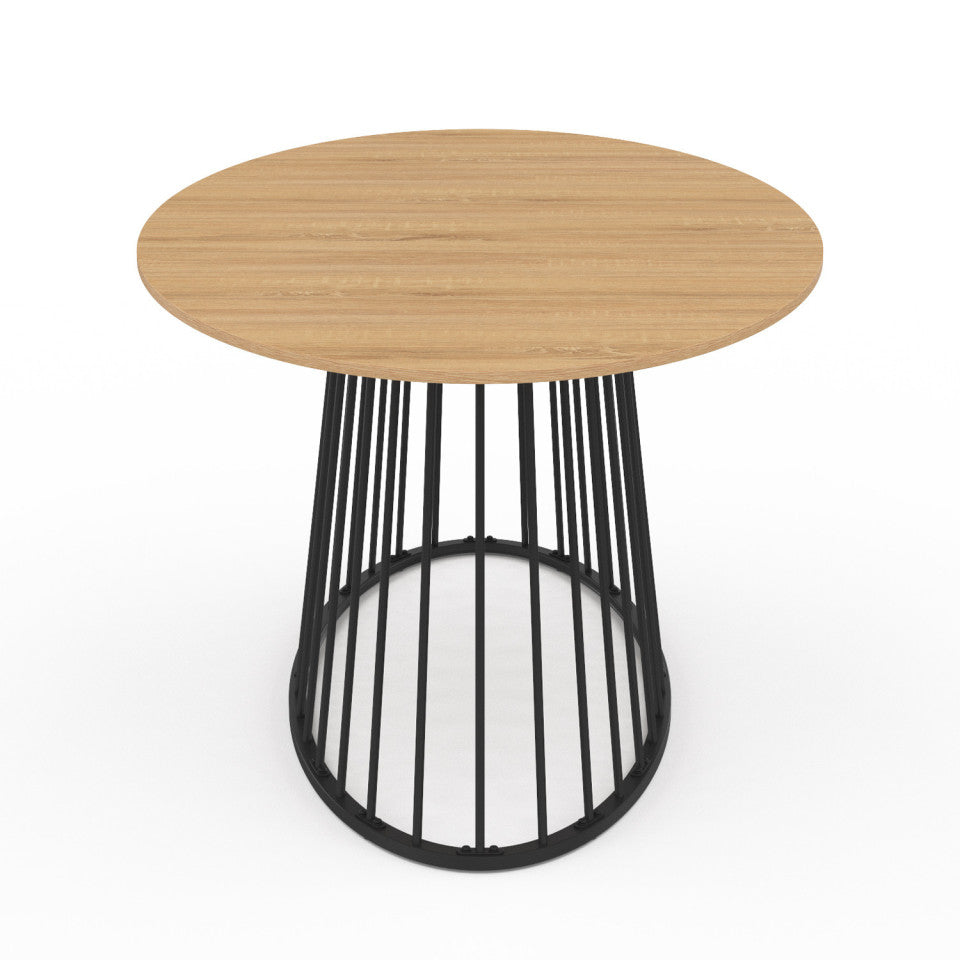 Table repas Adelle plateau ovale bois 200cm et pied filaire noir