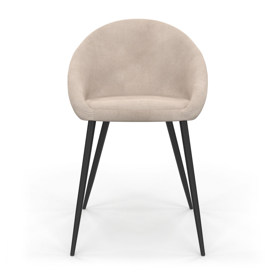 Chaises Dory en velours taupe et pieds métal noirs - lot de 4
