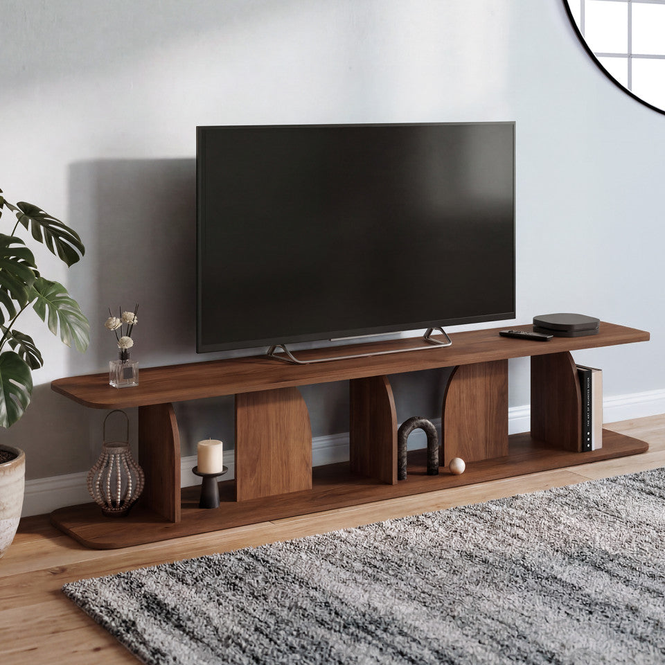 Meuble TV Japandi effet noyer 180cm