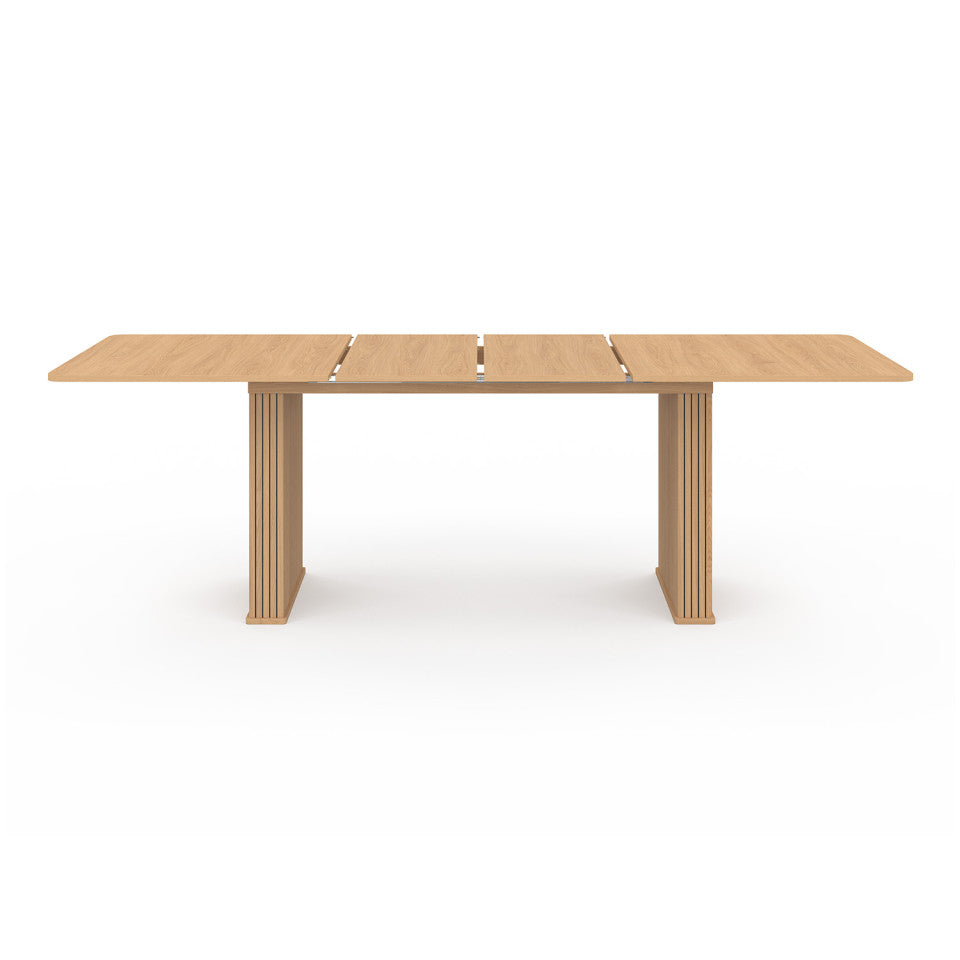 Table repas extensible Faustine 160-240cm bois pieds effet tasseaux