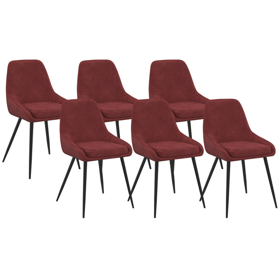 Chaises Olivia velours bordeaux pieds métal noirs - lot de 6