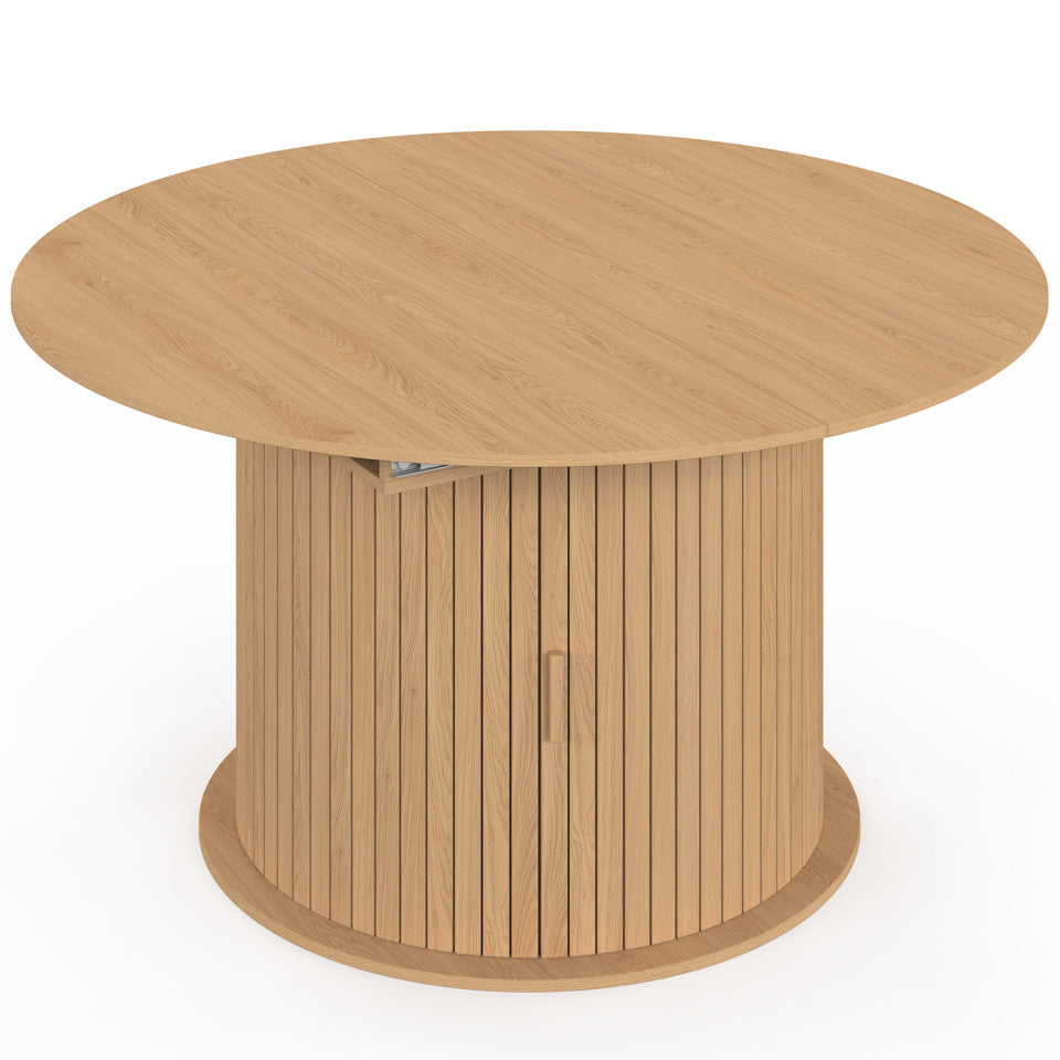 Table à manger ronde extensible Albane avec rangement Ø140-200cm