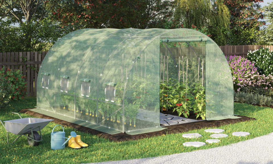 Serre tunnel de jardin 12m² verte bâche renforcée 130 gr/m² - gamme maraichère