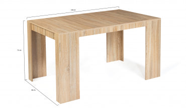 Table repas console extensible contemporaine avec rallonges intégrées Nora 140cm naturel