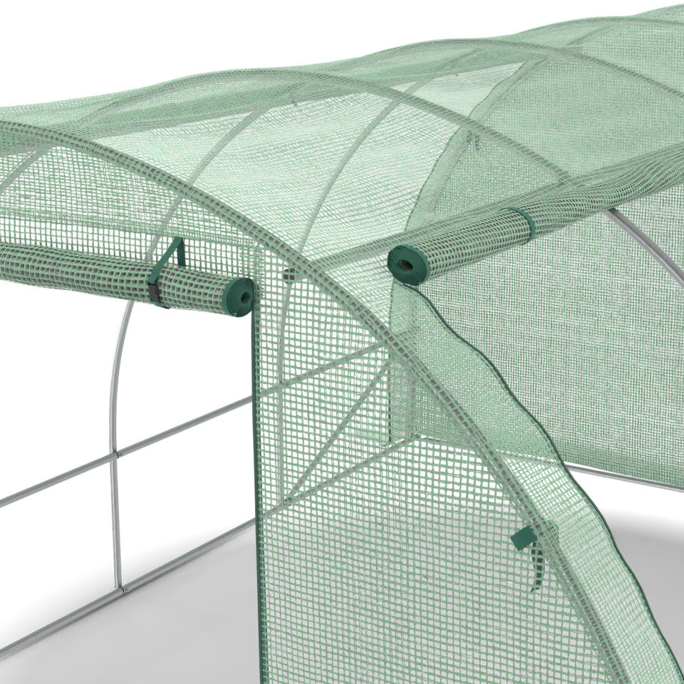 Serre tunnel de jardin 12m² verte bâche renforcée 130 gr/m² - gamme toutes saisons