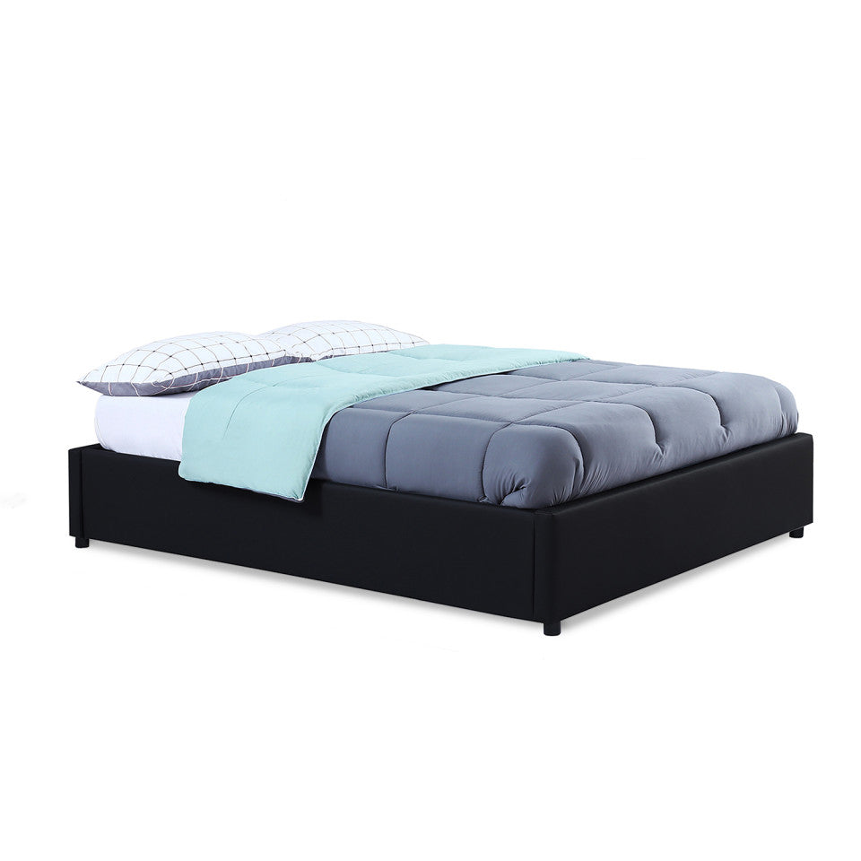 Lit coffre Otto en similicuir noir avec sommier 140x190cm
