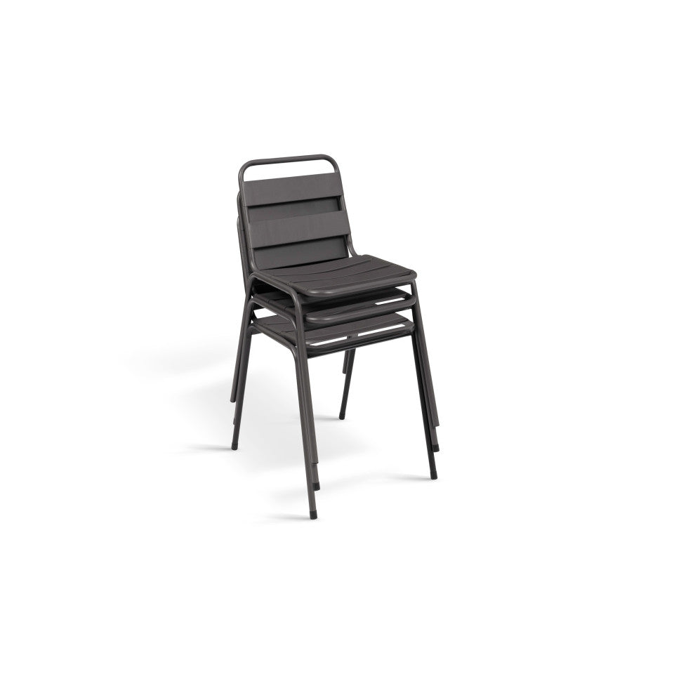 Chaises de jardin empilables en acier grises - lot de 6