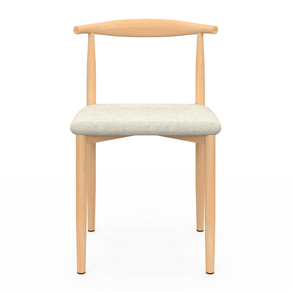 Chaises Adam assise beige et dossier effet bois - lot de 6