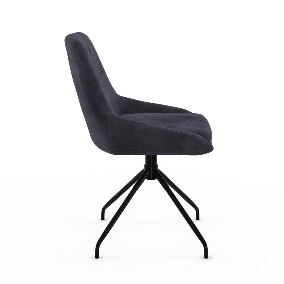 Chaises Olivia assise pivotante gris foncé pieds métal - lot de 2