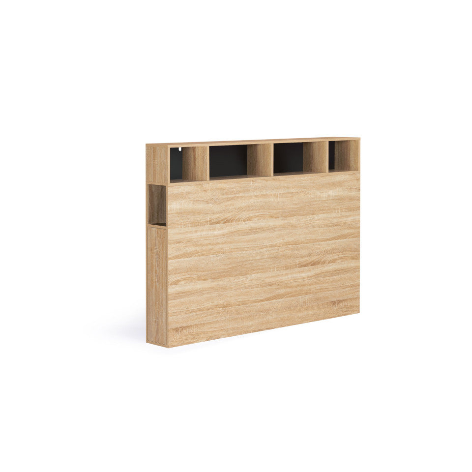 Tête de lit bois et noire avec rangements 145cm