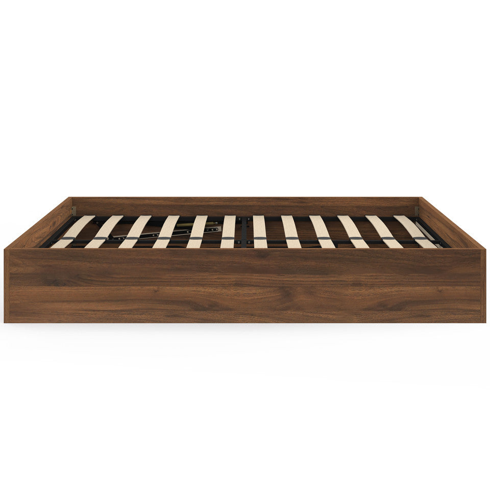 Lit coffre Malta 140x190cm effet bois noyer