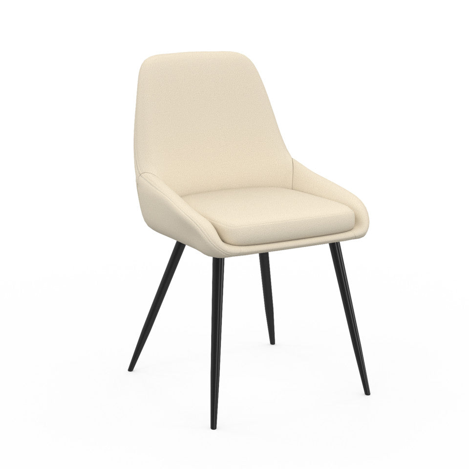 Chaises Ornella assise tissu beige et pieds métal noirs - lot de 6