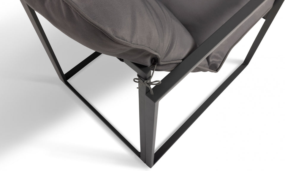 Salon de jardin d'angle Tropéa 6 places en acier avec coussins gris