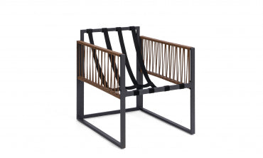 Salon de jardin Ozéa 4 places en métal gris et cordage