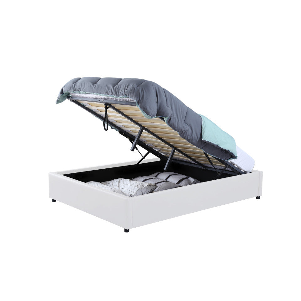 Lit coffre Otto en similicuir blanc avec sommier 160x200cm