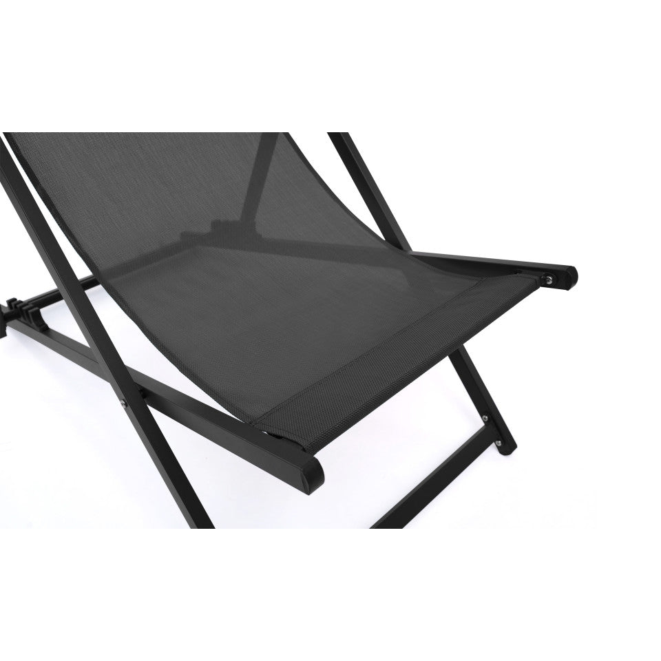 Chiliennes en métal et toile gris anthracite - lot de 2