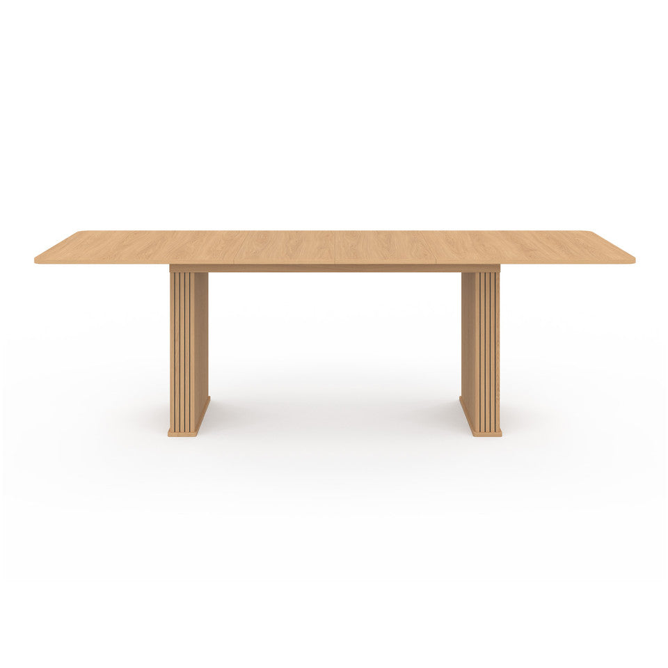 Table repas extensible Faustine 160-240cm bois pieds effet tasseaux