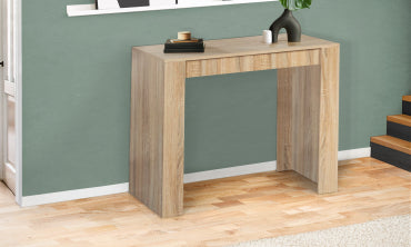 Table repas console extensible contemporaine avec rallonges intégrées Nora 140cm naturel